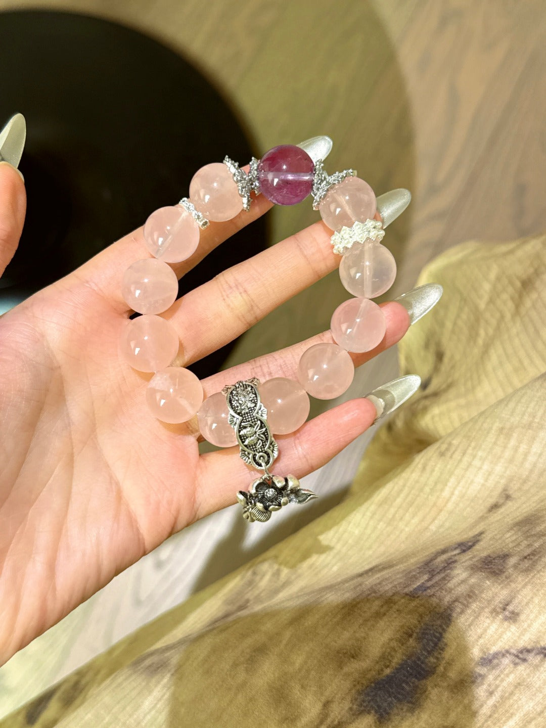 ▫️▪️ Pink crystal amethyst bracelet
